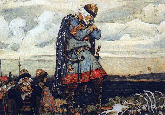 Иллюстрация: Васнецов В. М. (1848-1926) "Олег у костей коня"