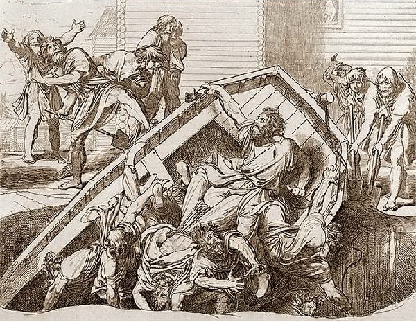 Иллюстрация: "Мщение Ольги против идолов древлянских". Гравюра Ф.А. Бруни, 1839 г.