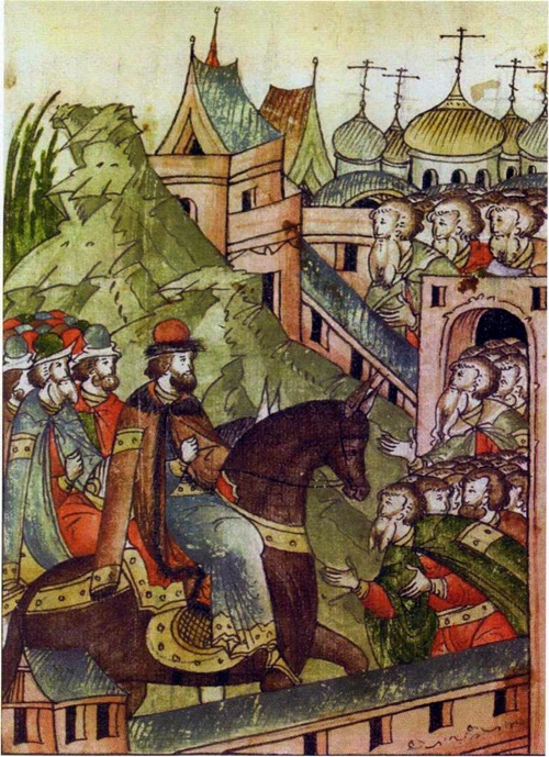 Приход Владимира Мономаха на княжение в Киев в 1113 г. летописное изображение